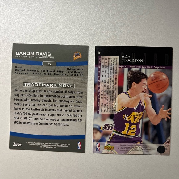 Baron Davis and John Stockton Basketball Cards - Picture 2 of 2
